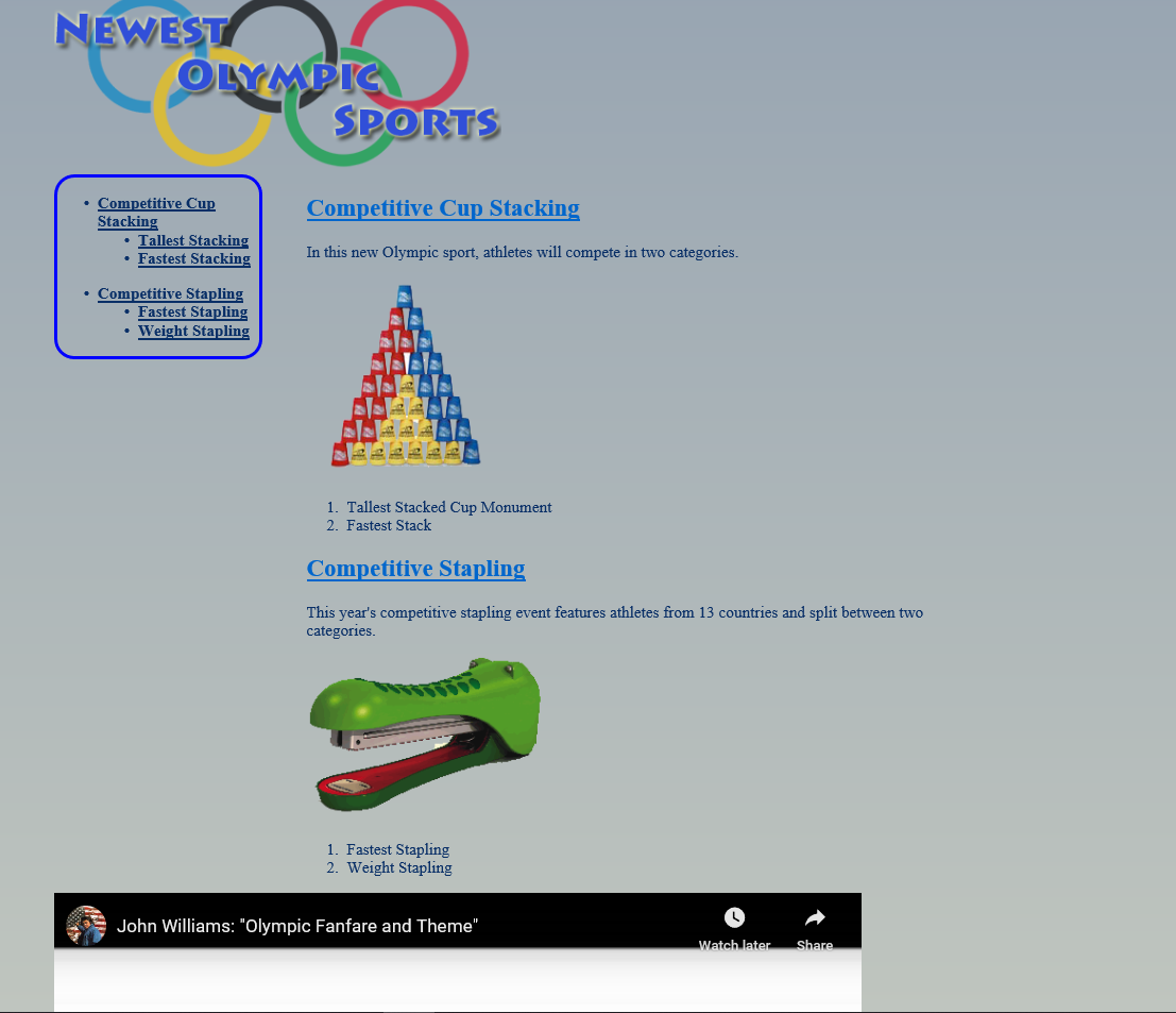 IE Olympic Page